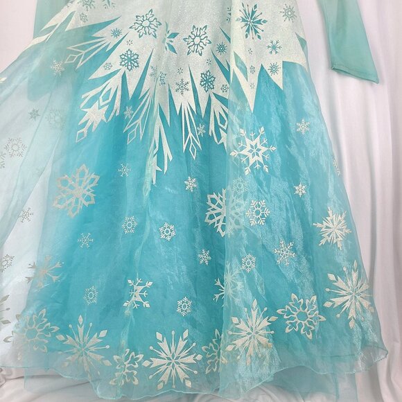 Disney Store Frozen Elsa Dress Costume Blue White Tulle Cape Girls 5/6 Snow Ice - Picture 8 of 13